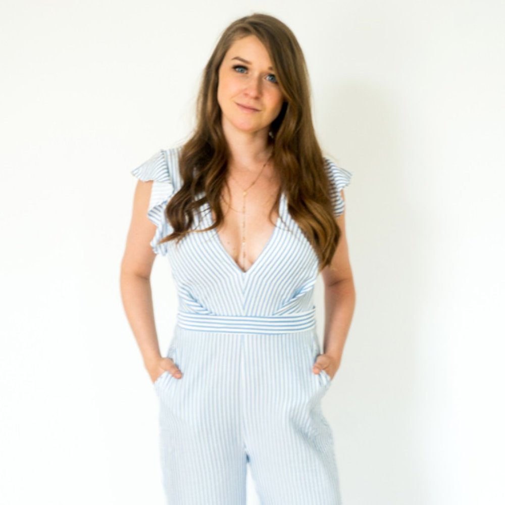 NWT Ruffled open back striped jumpsuit - Picture 9 of 15